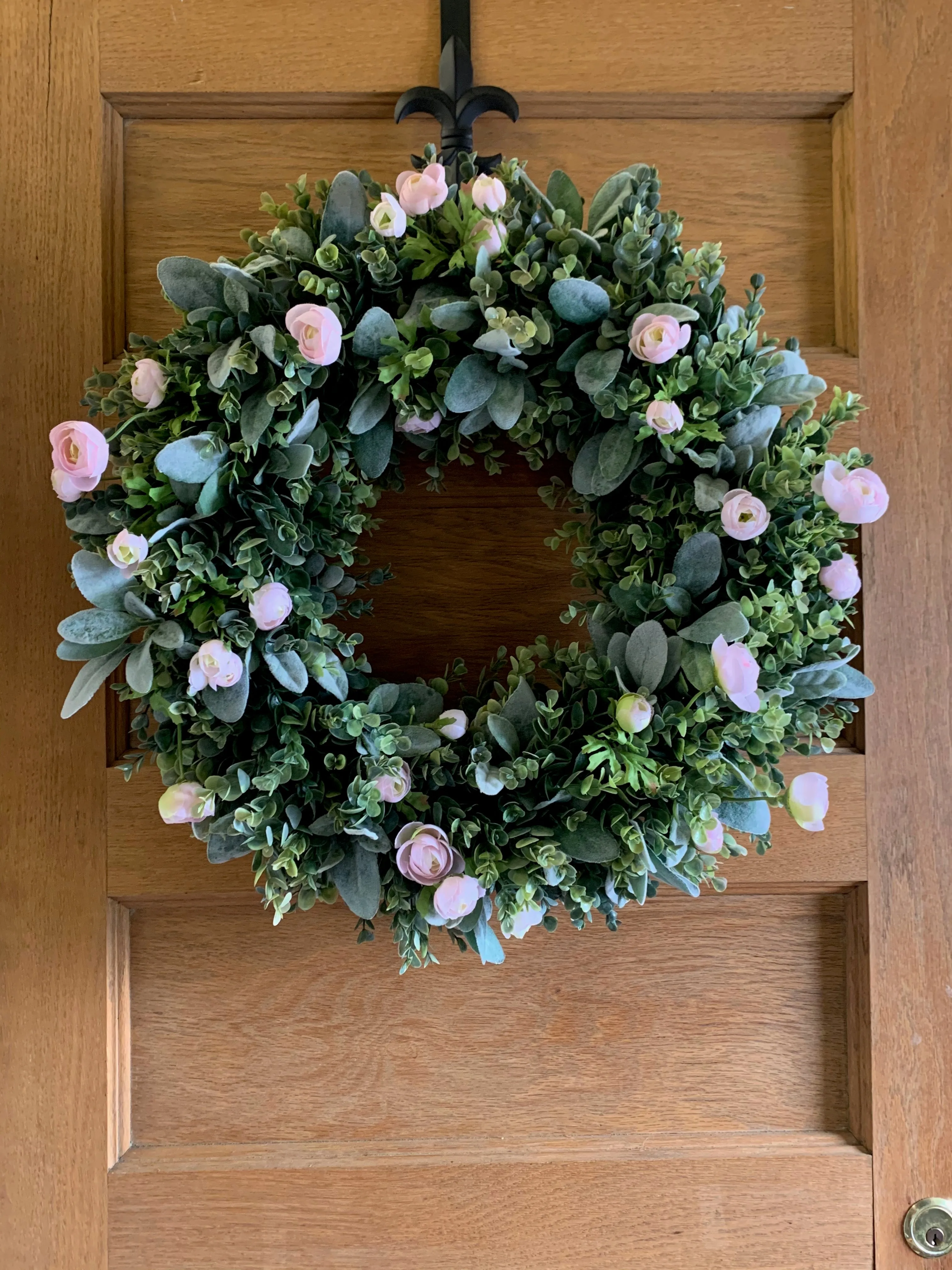 Lamb's Ear and Eucalyptus Wreath with Mini Ranunculus