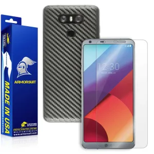 LG G6 Screen Protector   Black Carbon Fiber Skin