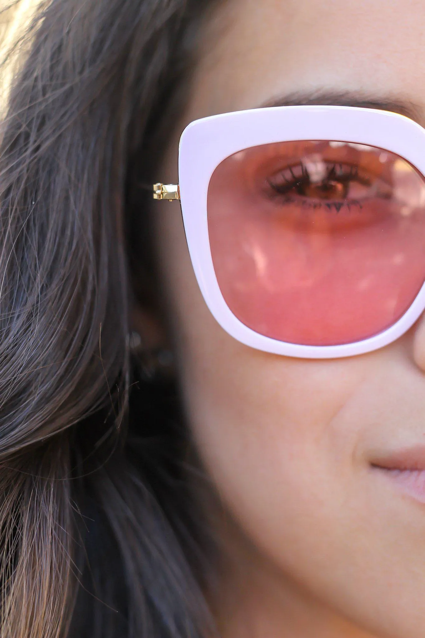 Light Pink Retro Frame Sunglasses