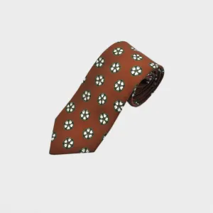 Lovely Little Floret Silk Tie in Rusty Brown & Olive