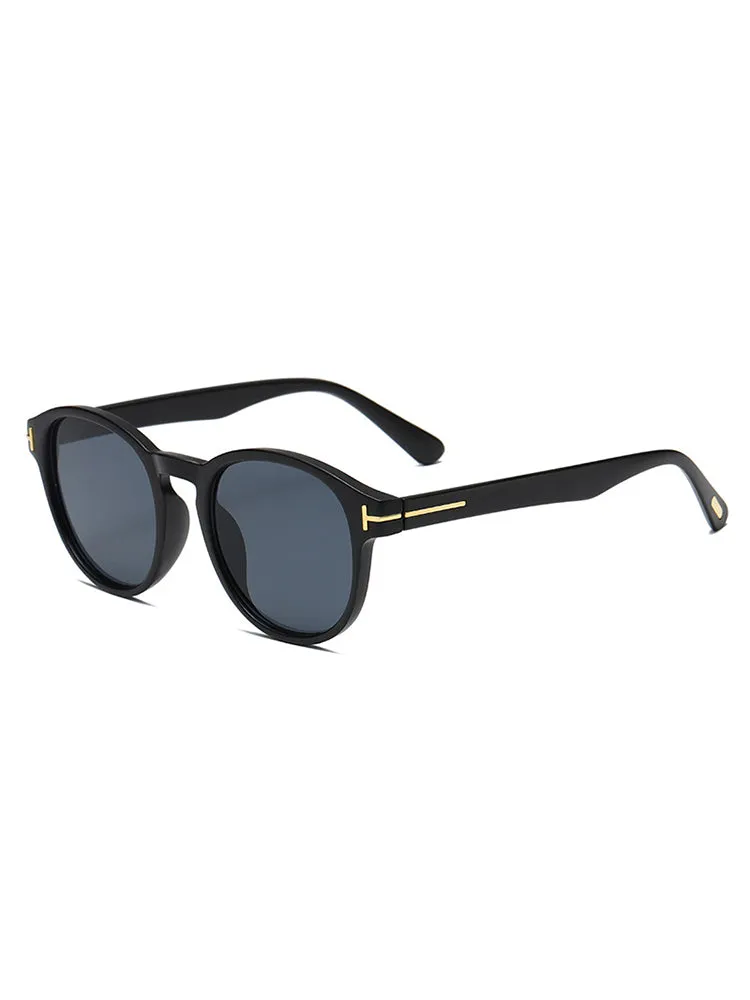 Men'S Round Sunglasses With Gold Side