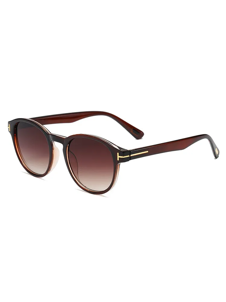 Men'S Round Sunglasses With Gold Side