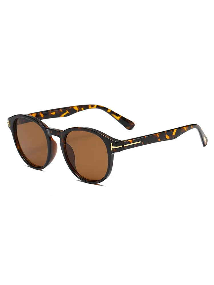 Men'S Round Sunglasses With Gold Side