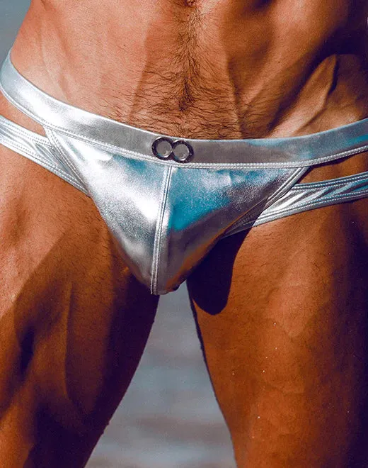 METALUX Silver Foil Cutout Swim Brief