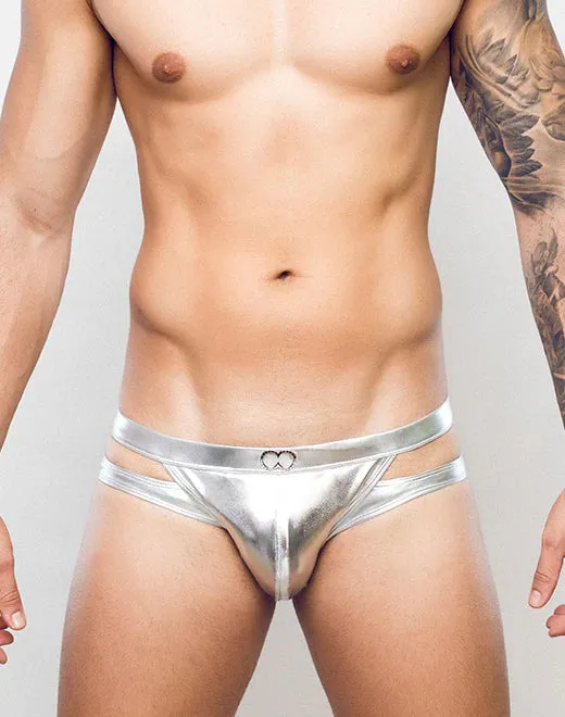 METALUX Silver Foil Cutout Swim Brief