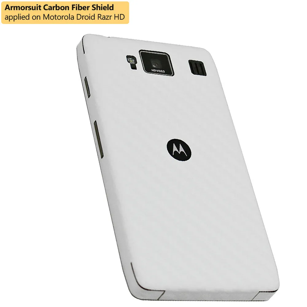 Motorola Droid Razr HD Screen Protector   White Carbon Fiber Film Protector