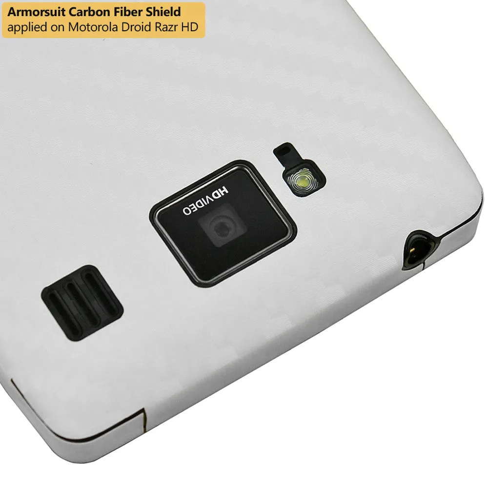 Motorola Droid Razr HD Screen Protector   White Carbon Fiber Film Protector