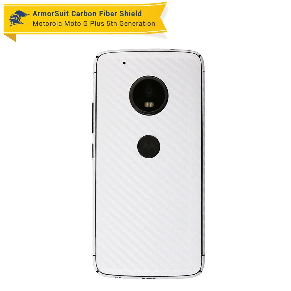 Motorola Moto G Plus 5th Generation Screen Protector   White Carbon Fiber Skin