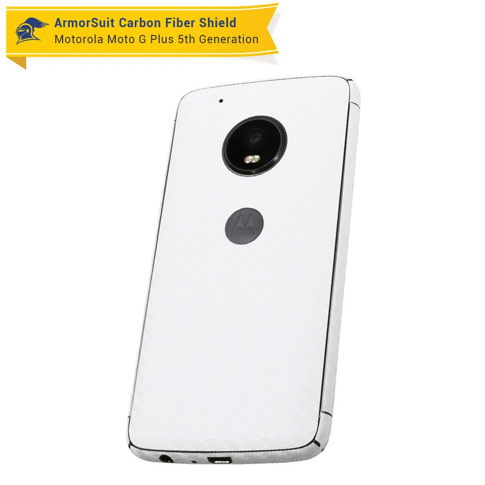 Motorola Moto G Plus 5th Generation Screen Protector   White Carbon Fiber Skin