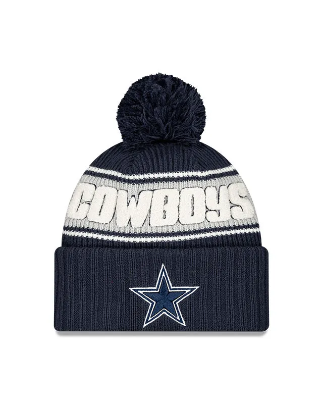 New Era Men's NFL Dallas Cowboys Sideline 24 Sport Pom Knit Toque