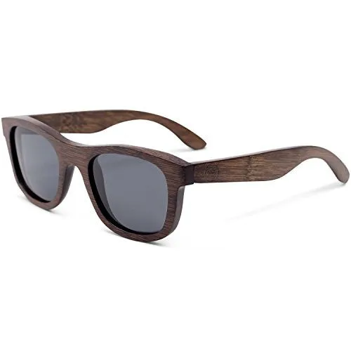 Noah | Wayfarer Wood Floating Sunglasses, Bamboo Frames, Polarized HD Lenses, Men's/Women's (Espresso Color Frame, Standard Lenses)