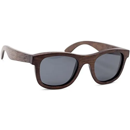 Noah | Wayfarer Wood Floating Sunglasses, Bamboo Frames, Polarized HD Lenses, Men's/Women's (Espresso Color Frame, Standard Lenses)