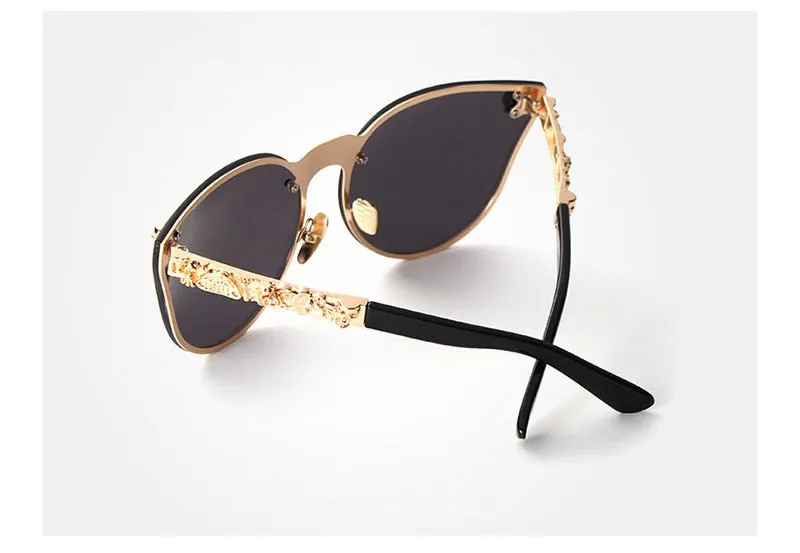 Oley Luxury Brand Women Gothic Mirror Sunglasses Skull Frame Metal Temple Y7001