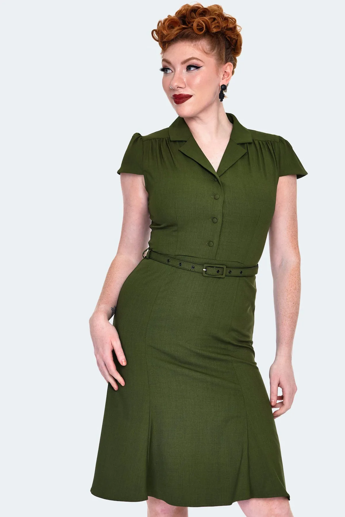 Olive Green Shirtwaist Dress by Voodoo Vixen