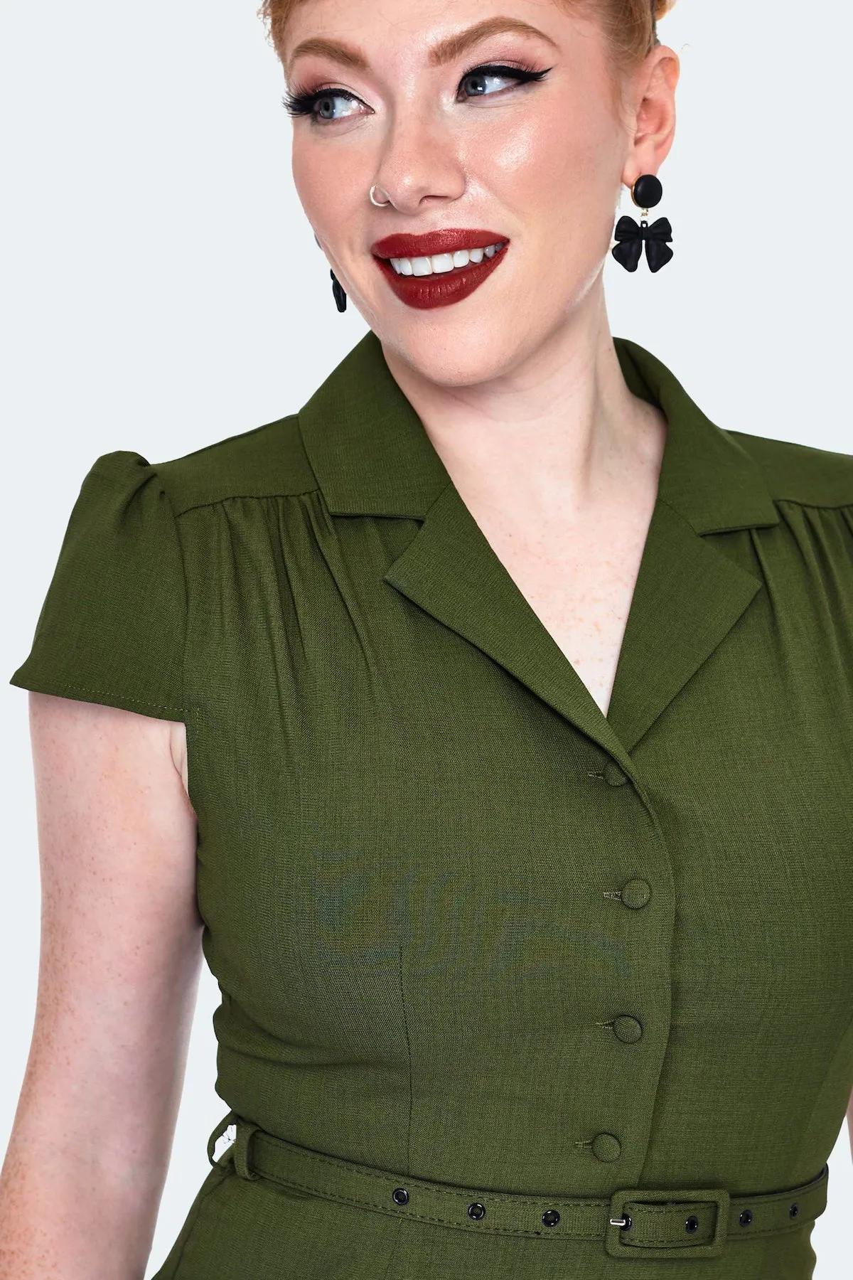 Olive Green Shirtwaist Dress by Voodoo Vixen