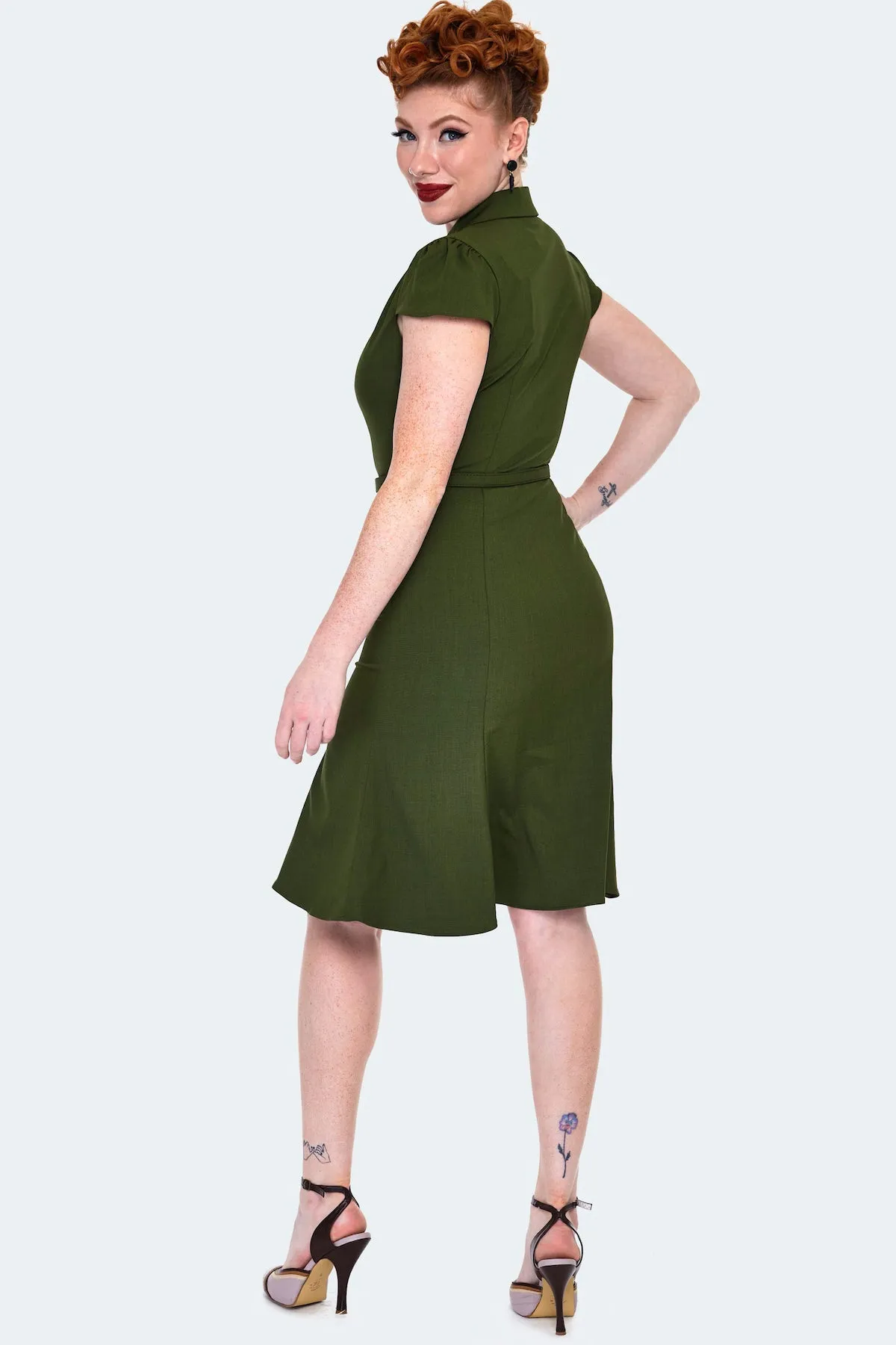 Olive Green Shirtwaist Dress by Voodoo Vixen