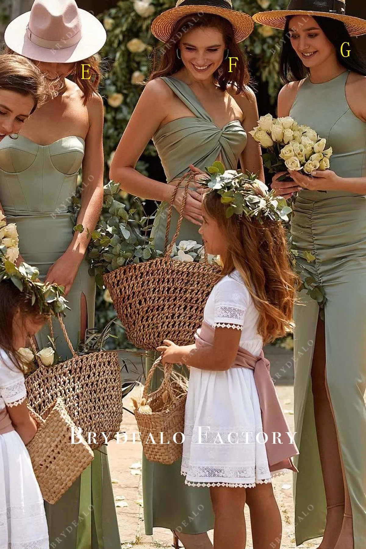 Olive Green Sleeveless Mismatched Bridesmaid Dresses