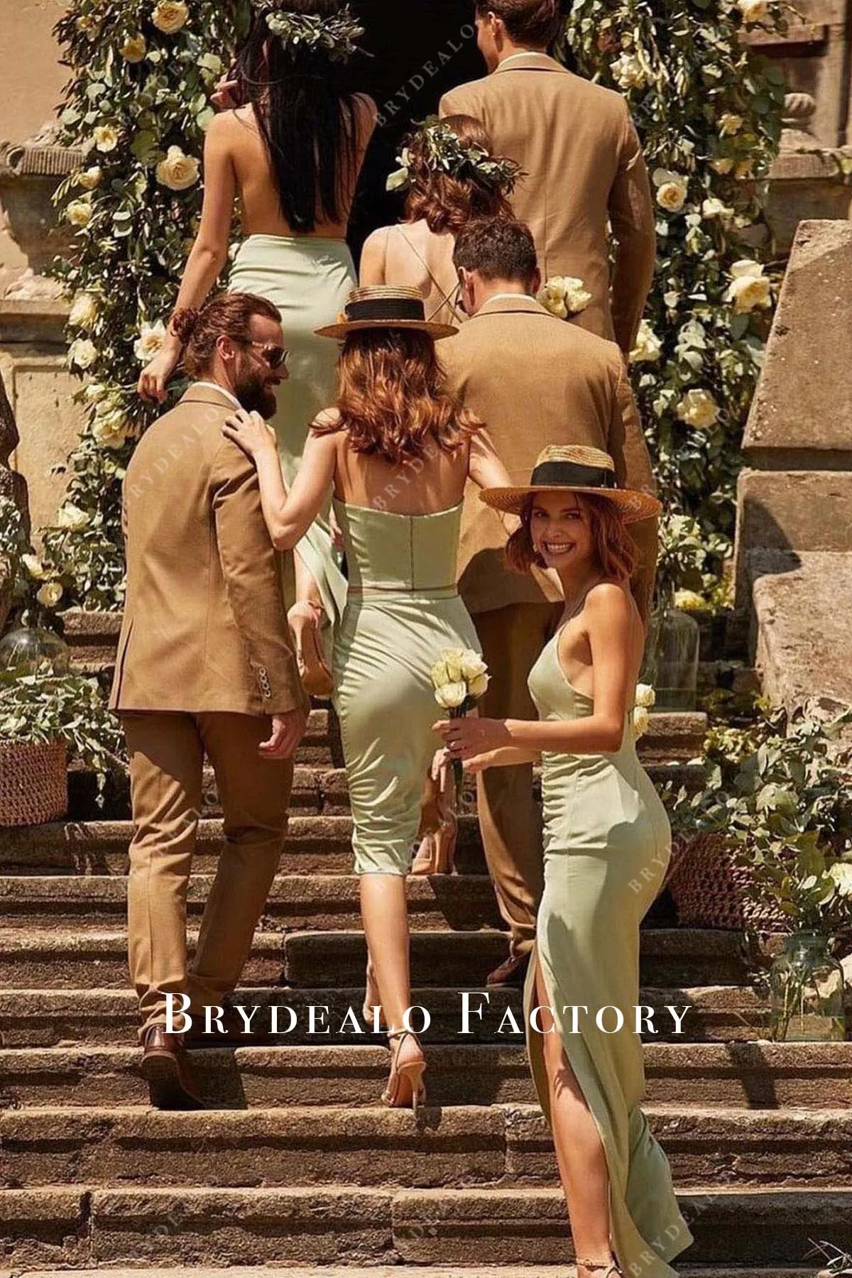 Olive Green Sleeveless Mismatched Bridesmaid Dresses