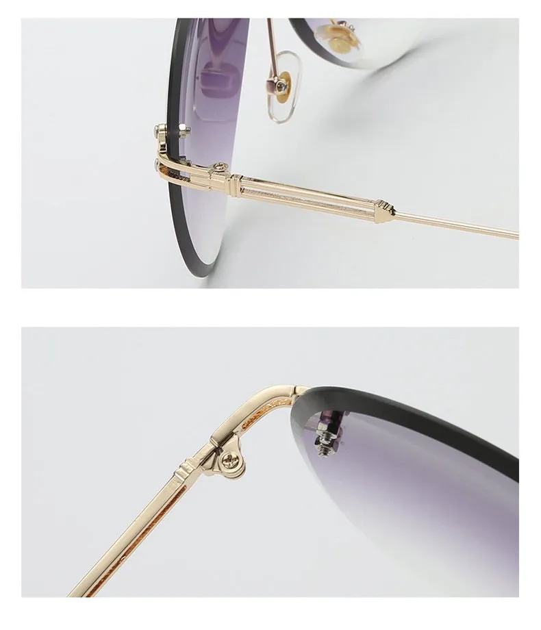 Oversized rimless blue and pink gradient aviators