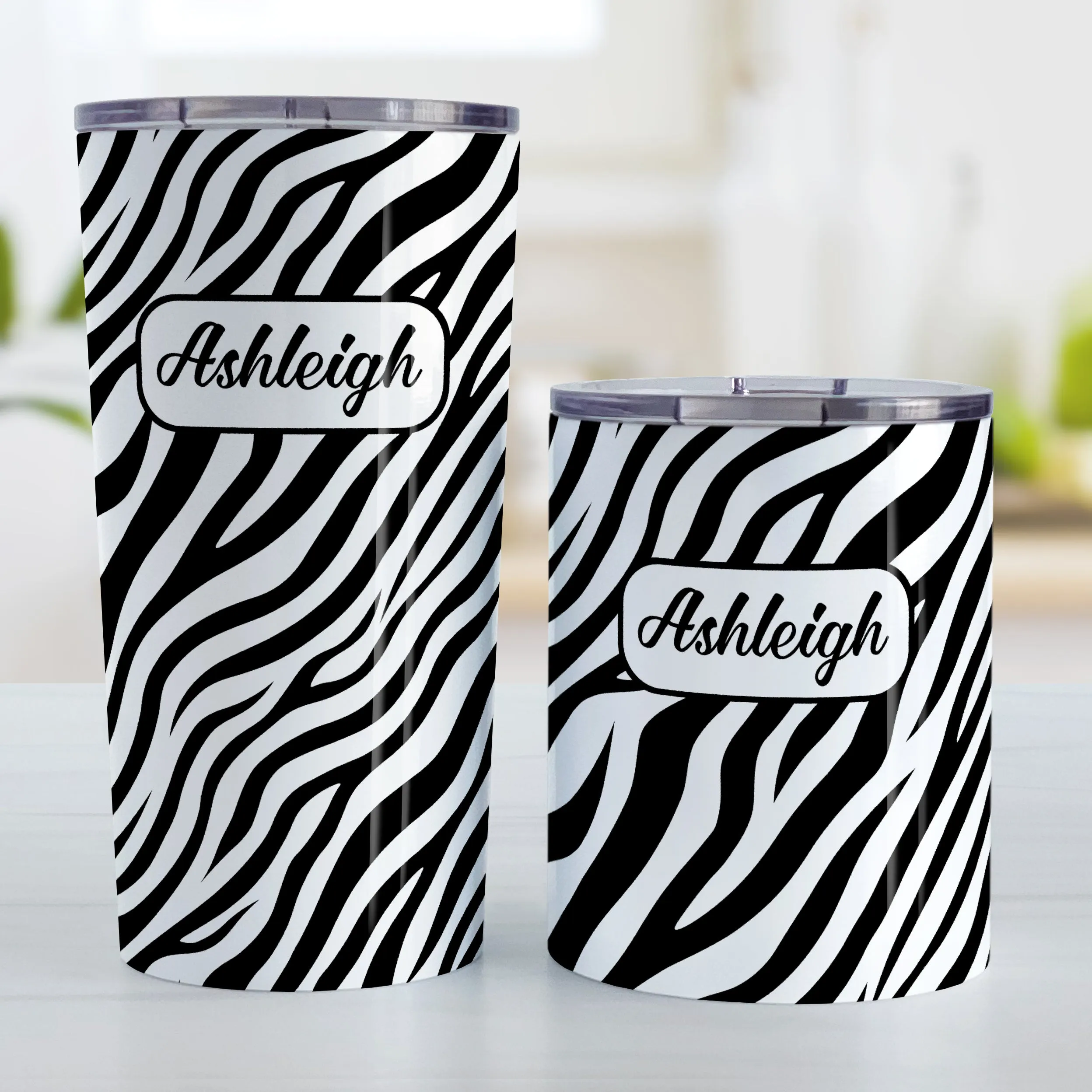 Personalized Zebra Print Pattern Tumbler Cup