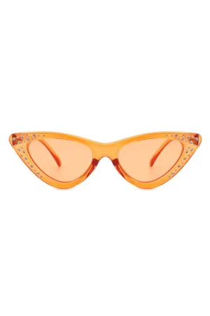 Rhinestone Cat Eye Sunglasses - Translucent Orange