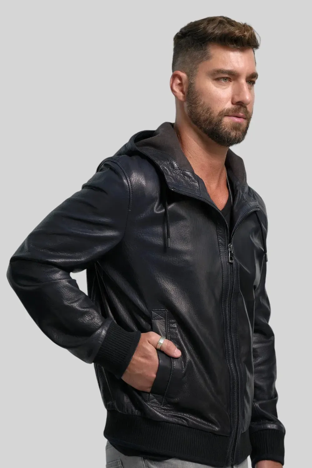 Rino Hooded Leather Jacket