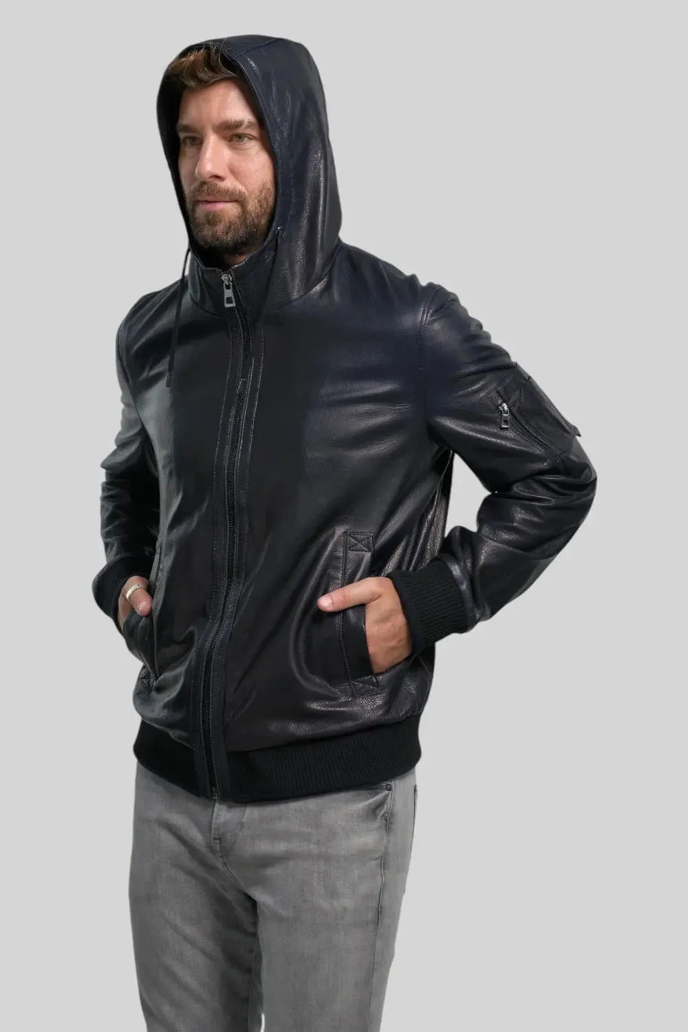 Rino Hooded Leather Jacket