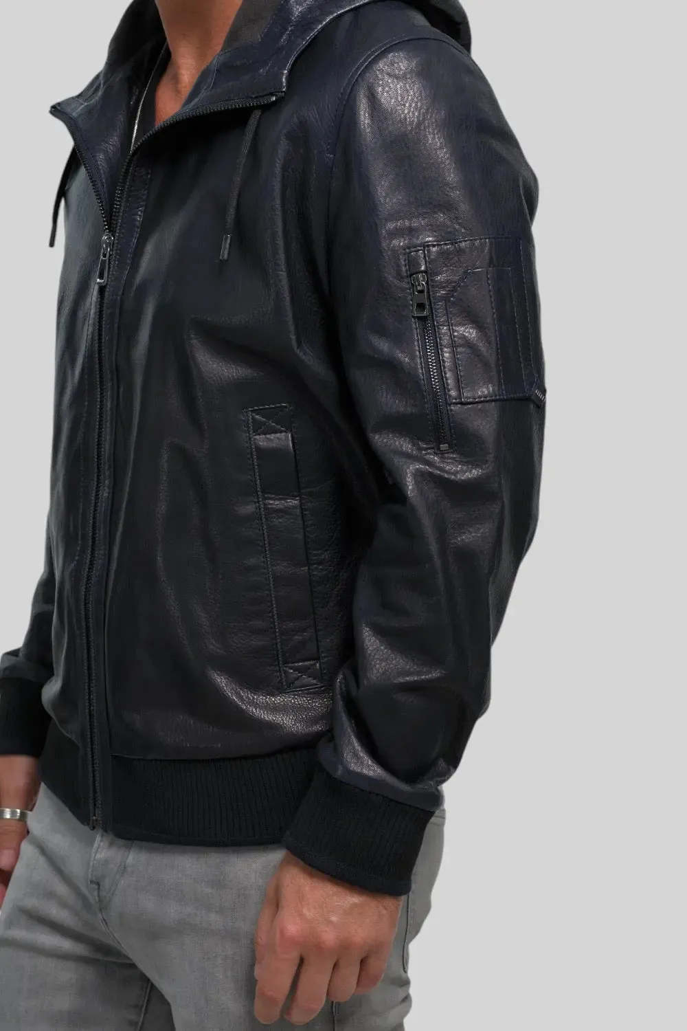 Rino Hooded Leather Jacket