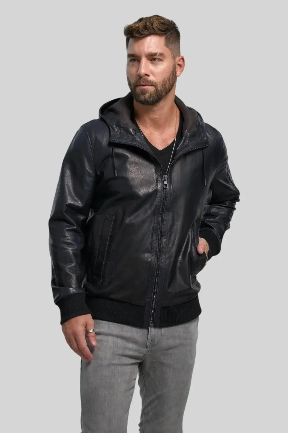 Rino Hooded Leather Jacket