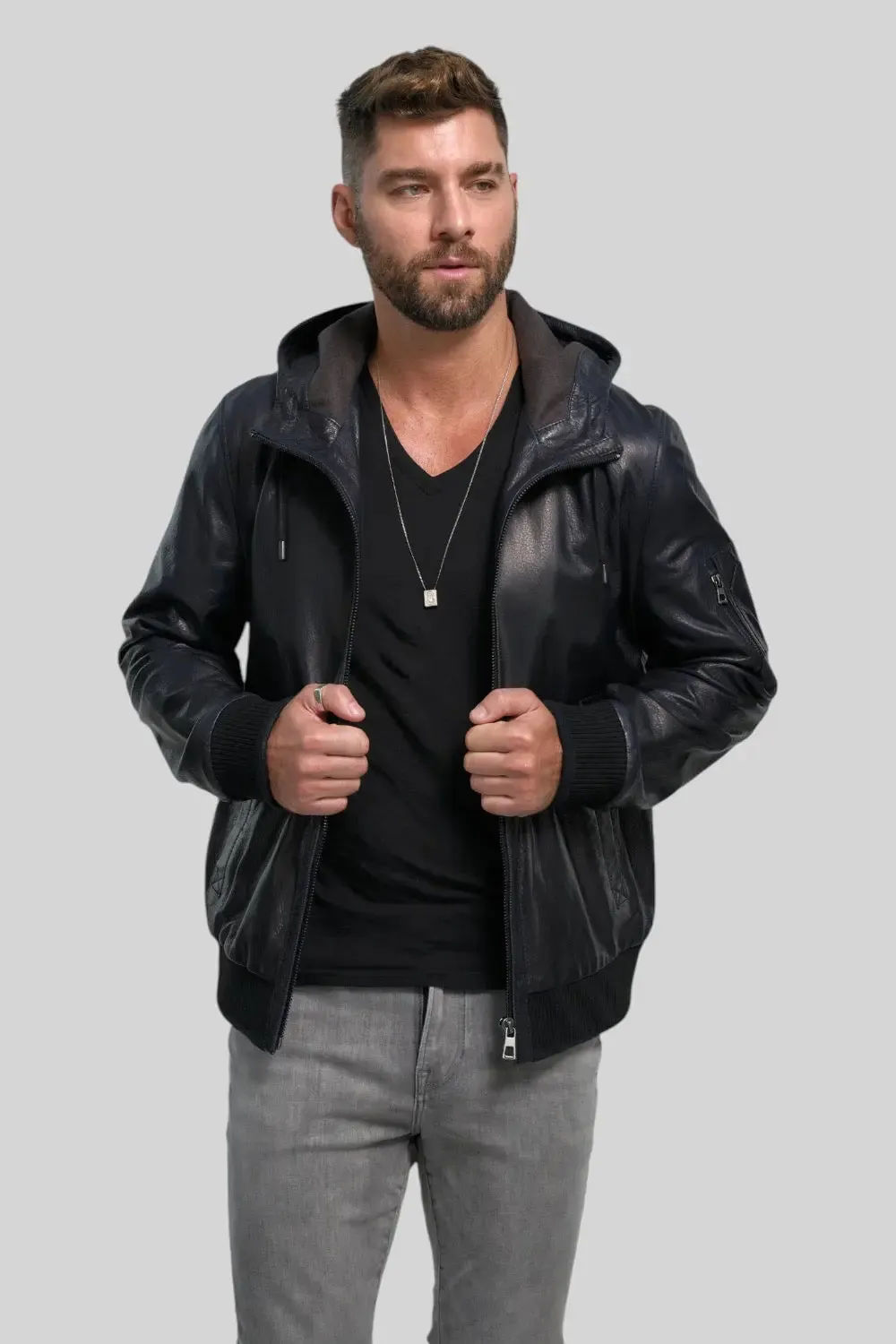 Rino Hooded Leather Jacket