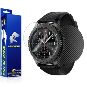 Samsung Gear S3 Frontier Screen Protector   Black Carbon Fiber Skin