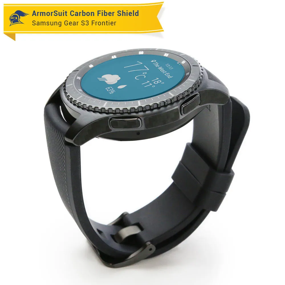 Samsung Gear S3 Frontier Screen Protector   Black Carbon Fiber Skin