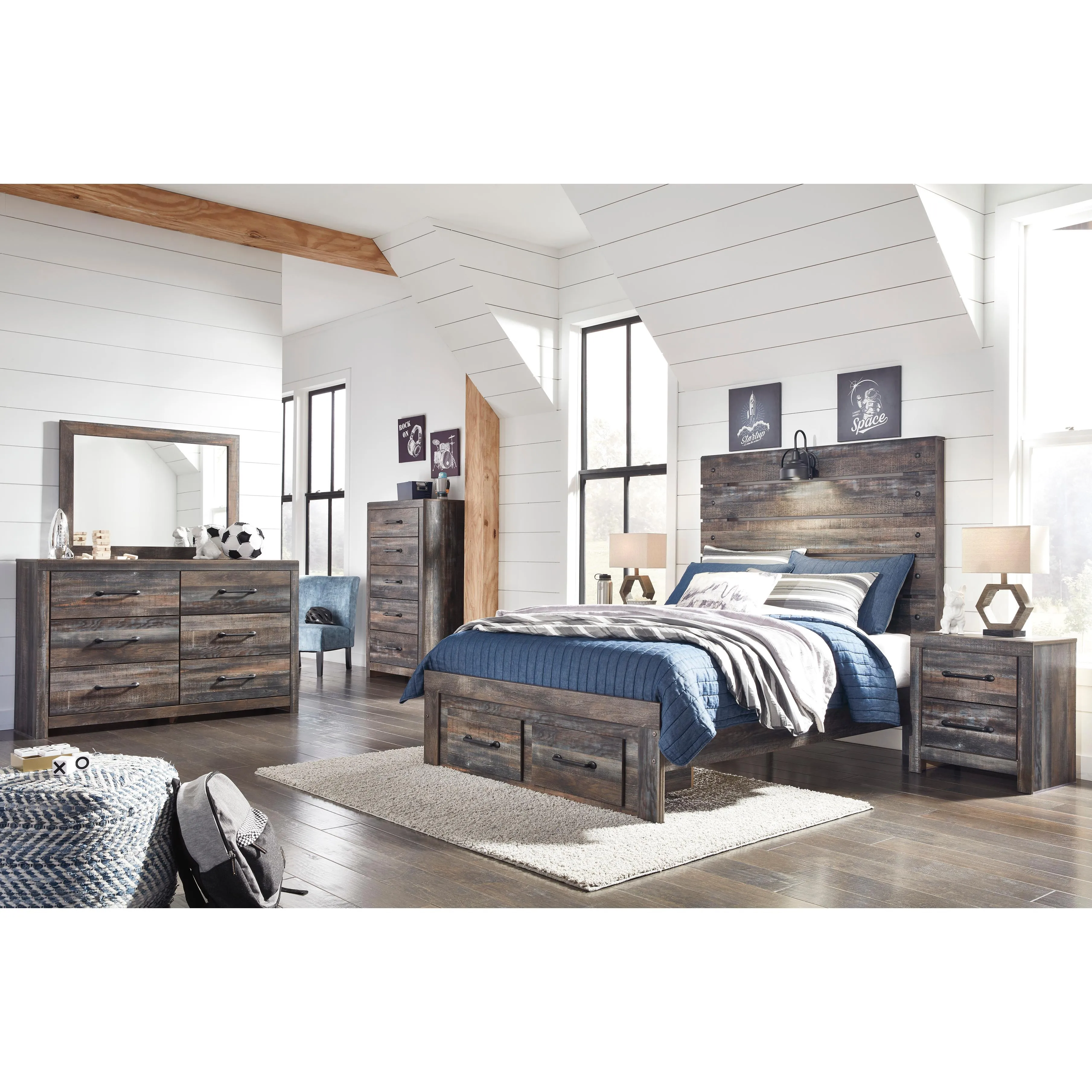 Signature Design by Ashley Drystan B211B47 Full Panel Bed with 2 Storage Drawers