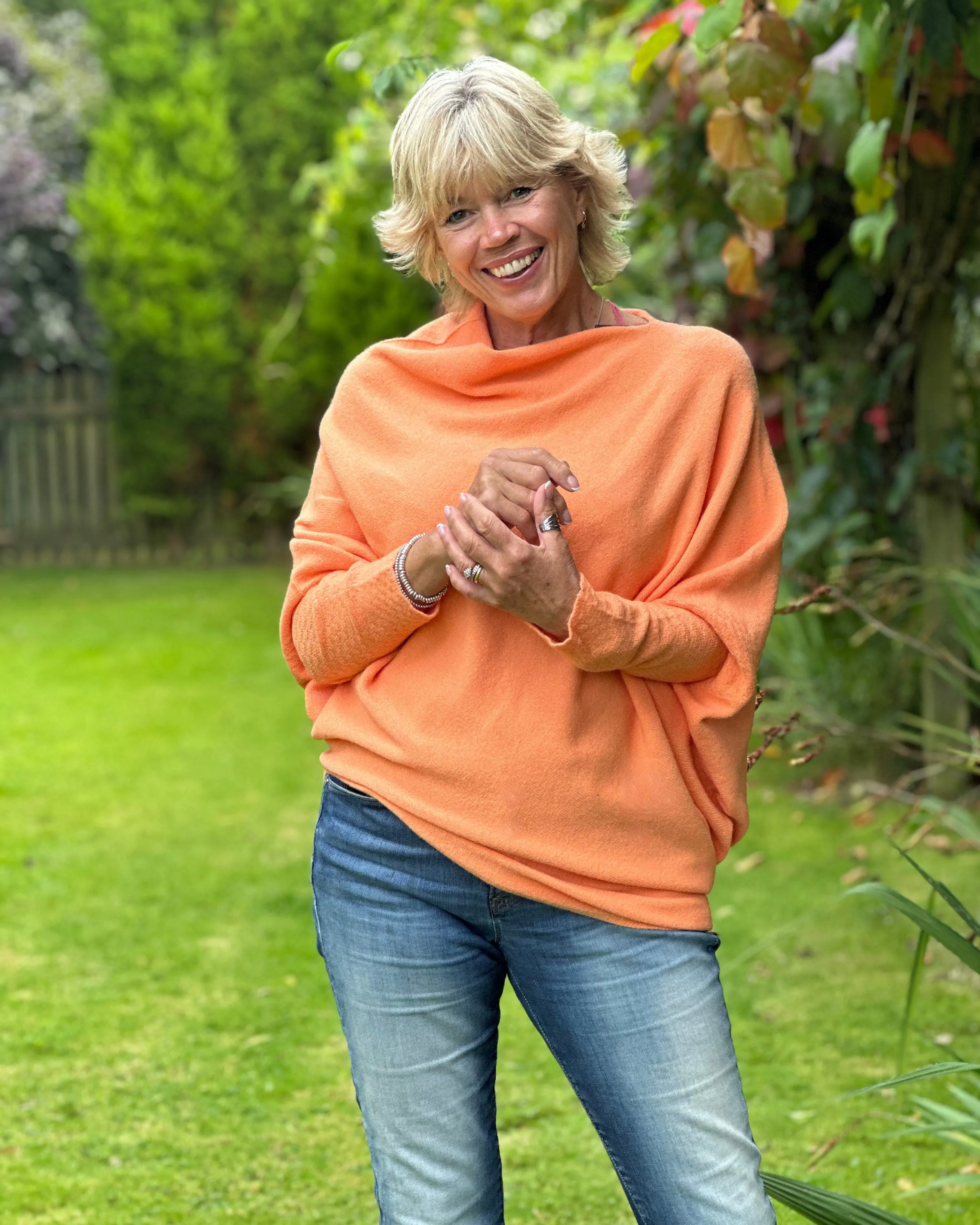 Soft Knit Asymmetric Jumper - Soft Orange