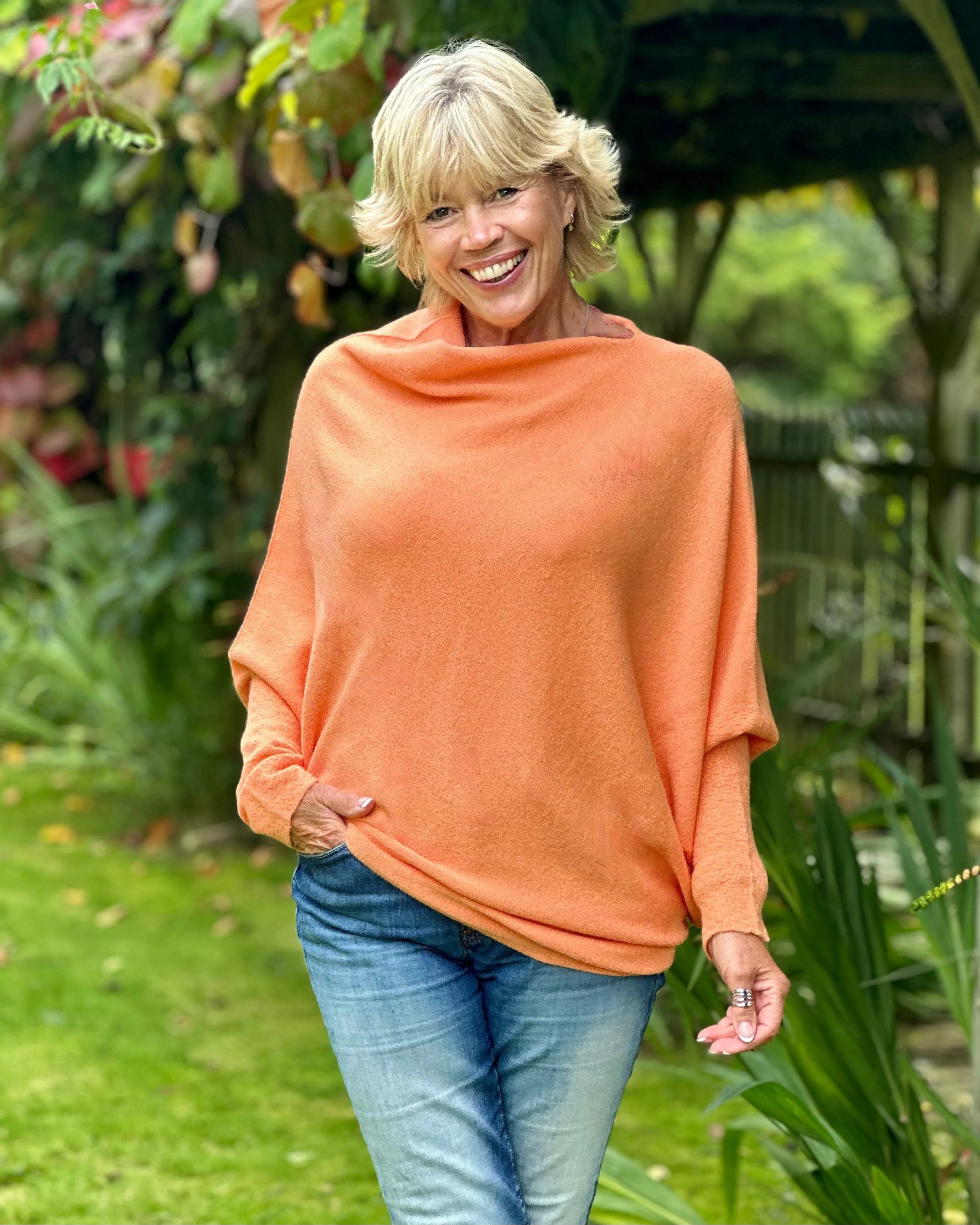 Soft Knit Asymmetric Jumper - Soft Orange