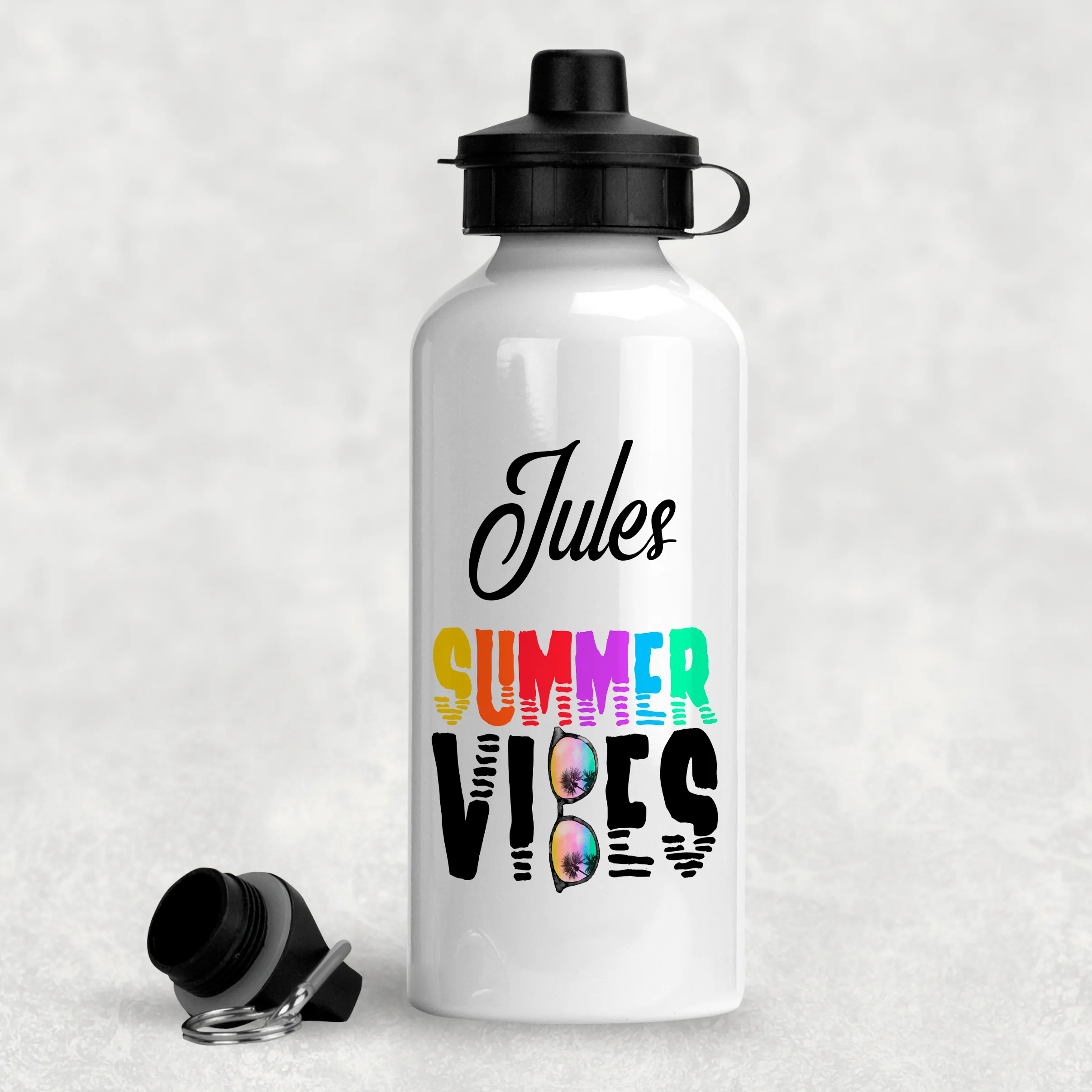 Summer Vibes Personalised Aluminium Water Bottle 400/600ml