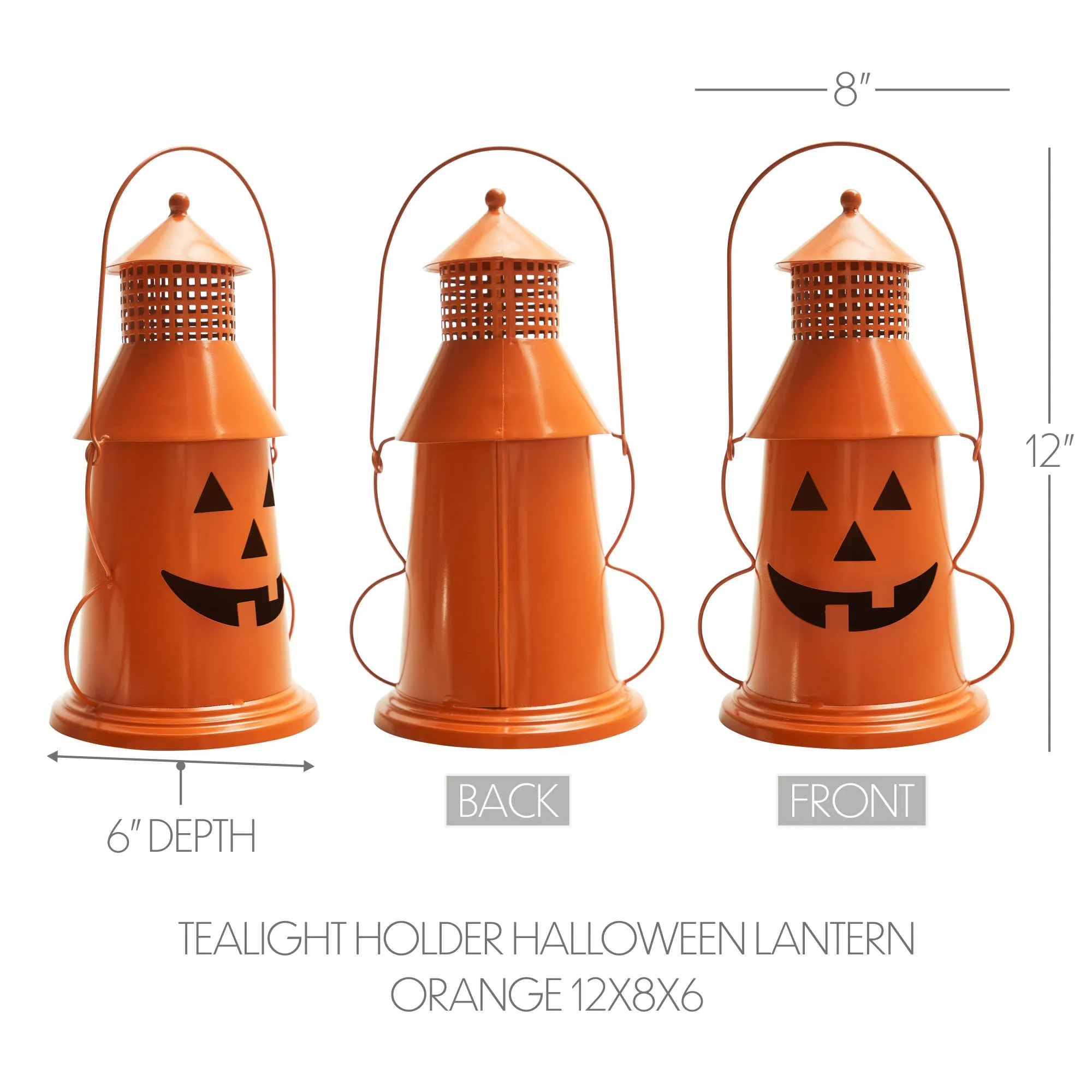 Tealight Holder Halloween Lantern Orange 12x8x6