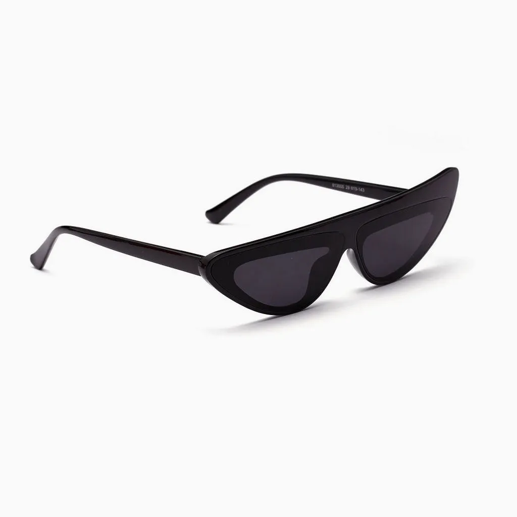 Time Fly Back '90s It Girl Cat-eye Space Sunglasses - Black