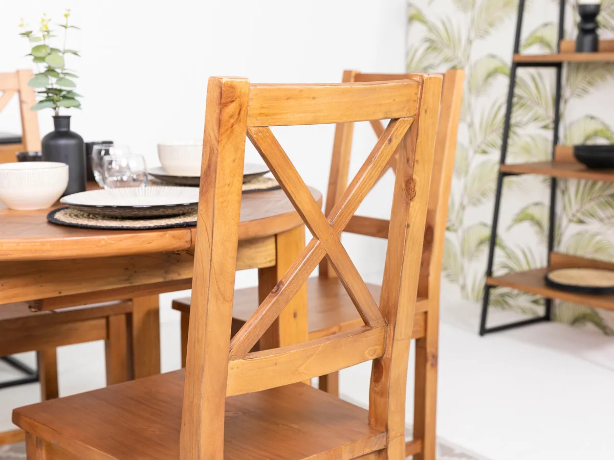 Tulsa Large Extendable Cross Leg Dining Table (180cm - 240cm) & Tulsa Cross Back Dining Chairs