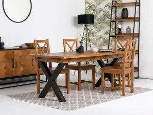 Tulsa Large Extendable Cross Leg Dining Table (180cm - 240cm) & Tulsa Cross Back Dining Chairs