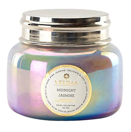 VEEDAA Midnight Jasmine Macaron Glass Soy Scented Candle (Burns 65 hours)