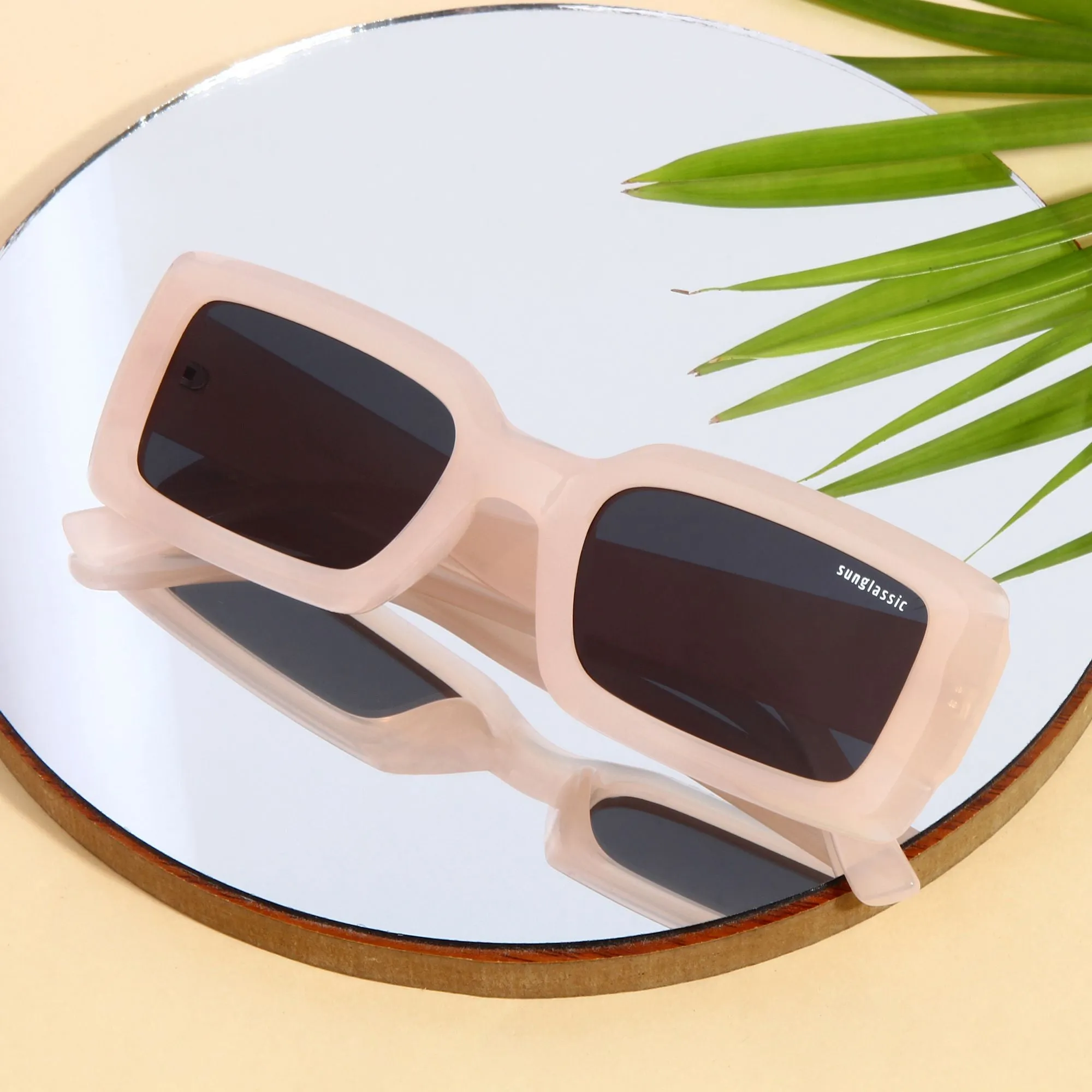 Victoria. Pink Black Polarized Rectangle Sunglasses