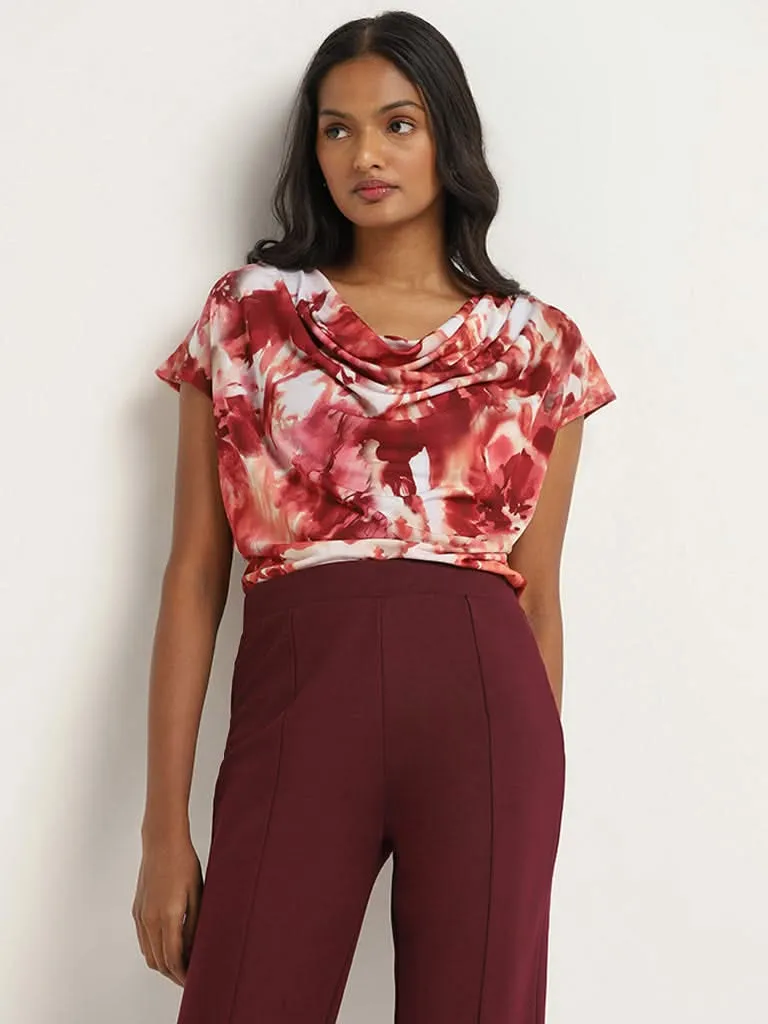 Wardrobe Red Abstract Printed Top