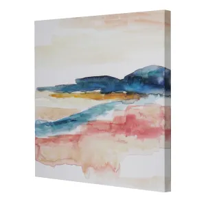 Watercolor Sunset & Ocean II Embellished Canvas Wall Art Print - 24x24