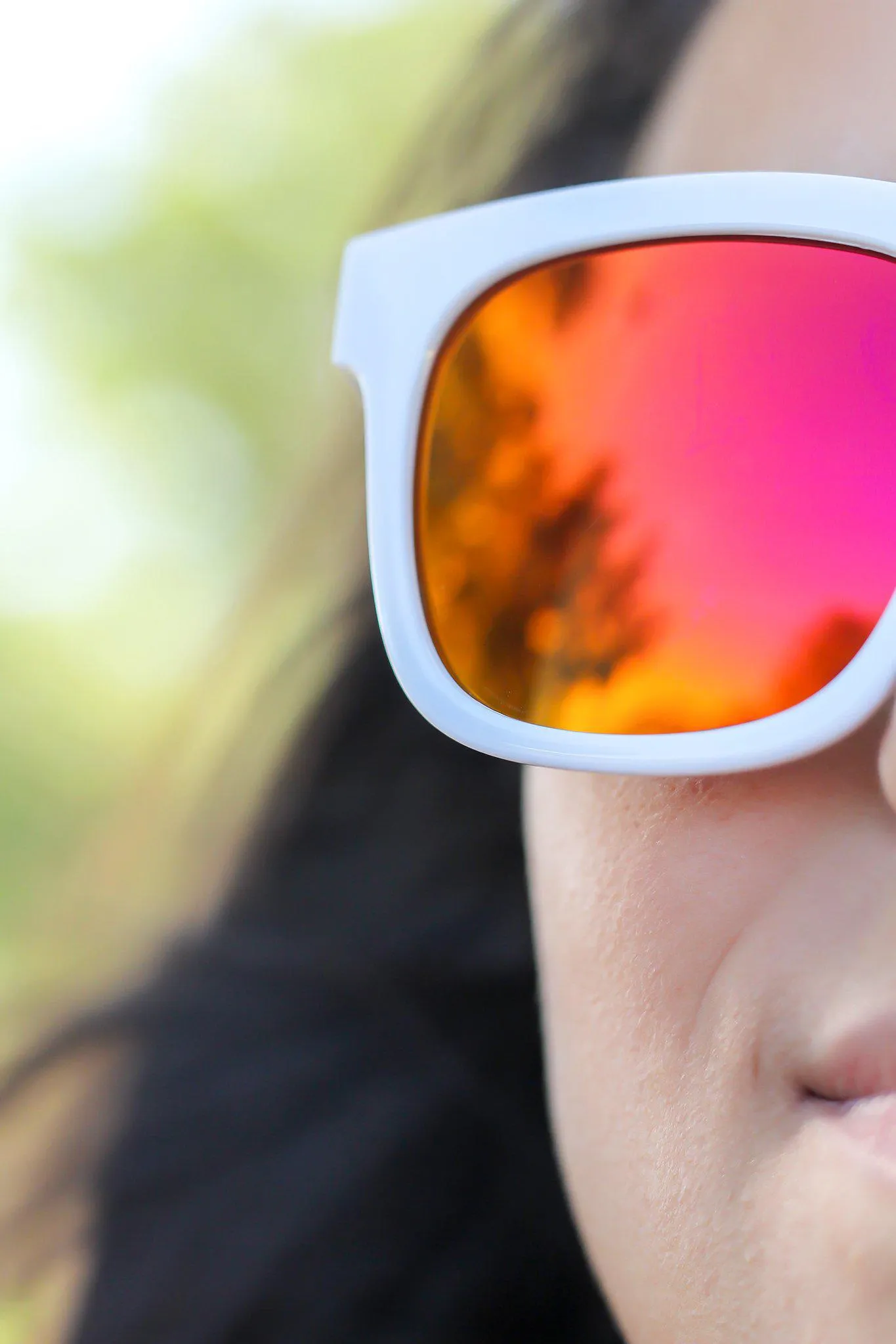 White Sunglasses with Orange Lenses