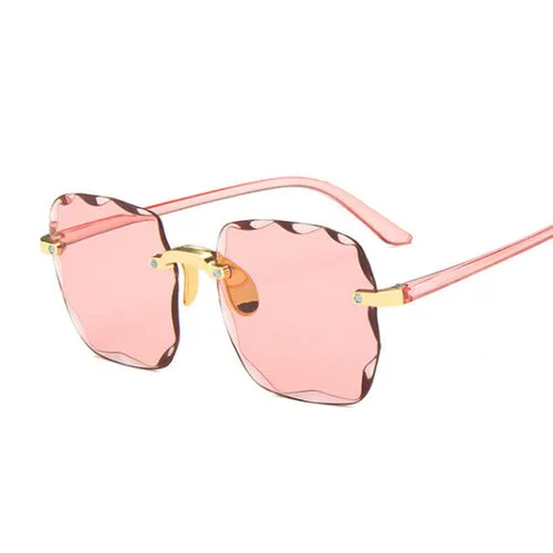 Woman Gradient Mirror Frameless Classic Vintage Square Sunglasses