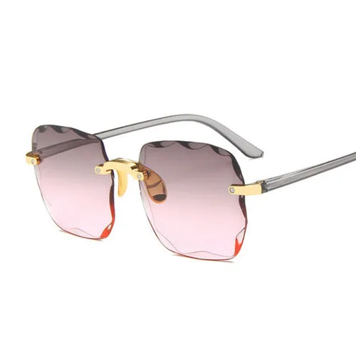 Woman Gradient Mirror Frameless Classic Vintage Square Sunglasses