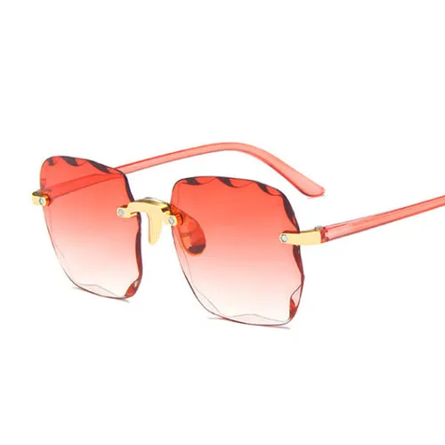 Woman Gradient Mirror Frameless Classic Vintage Square Sunglasses