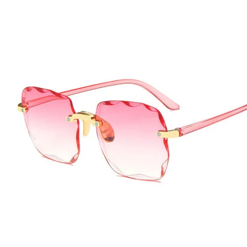 Woman Gradient Mirror Frameless Classic Vintage Square Sunglasses