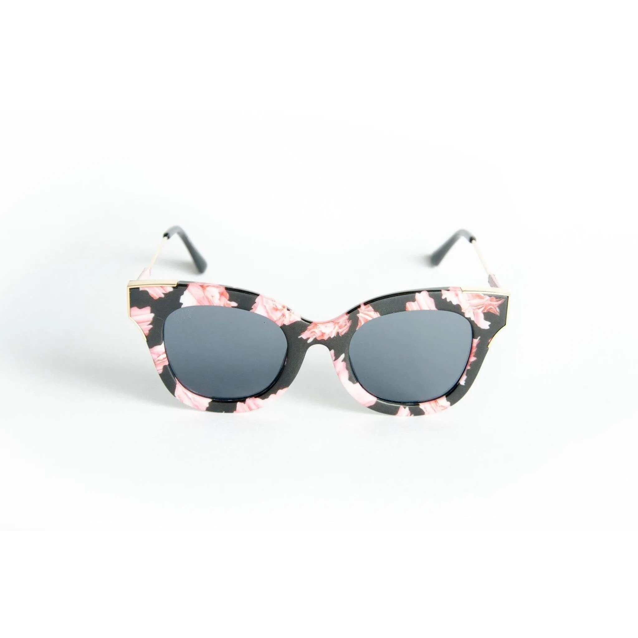 Women's Round Frame Cat Eye Flower Sunglasses